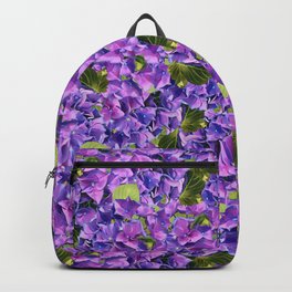 Hydrangeas Unending Backpack | Hydrangea, Flowers, Purple, Watercolor, Digital, Pop Art, Leaves, Nature, Violet, Floral 