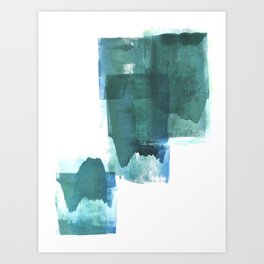 Turquoise Blue and White Minimalist Abstract Painting Art Print