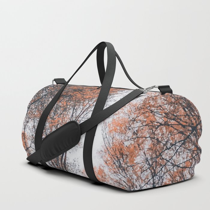 Autum brown amber forest sky Duffle Bag