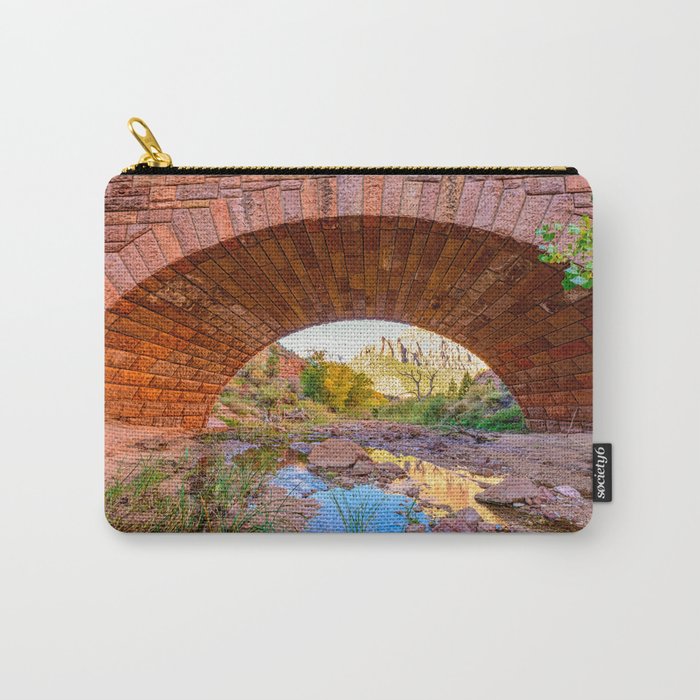 Autumn Colors and Water Reflections - Pine Creek Bridge, Zion National Park, Utah Carry-All Pouch