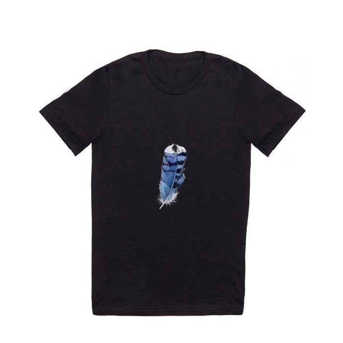 Blue Feather, Blue Jay Feather, Watercolor Feather, Art Watercolor Painting by Suisai Genki T Shirt
