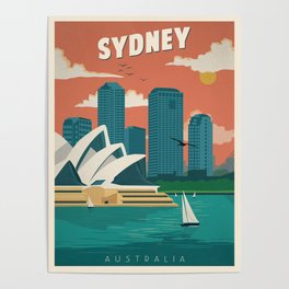 Vintage travel poster-Australia-Sydney. Poster