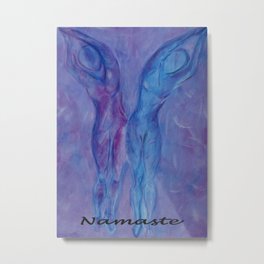 Half Moon Yoga Metal Print | Energy, Acrylic, Yoga, Strength, Aura, Painting, Peaceful, Purple, Blue, Abstract 