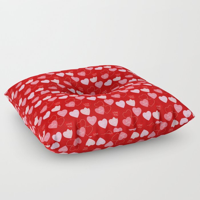 Red Hearts Pattern Floor Pillow
