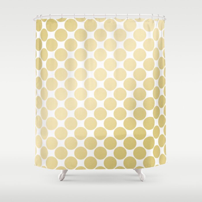 Elegant Geometrical Gold White Gradient Polka Dots Shower Curtain