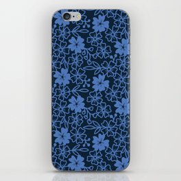 Sakura flower blossoms in navy and blue iPhone Skin