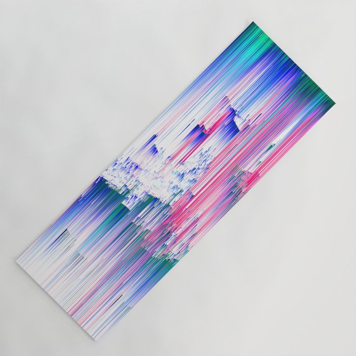 Only 90s Kids Pastel Glitchy Abstract Pixel Art Yoga Mat By