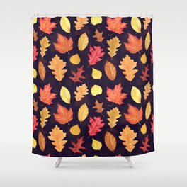 Autumn Leaves - dark plum Shower Curtain