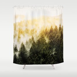 Don't Wake Me Up // Sunrise Fog Forest Home Shower Curtain