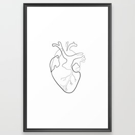 Single Line Anatomical Heart, Medical Wall Decor Framed Art Print