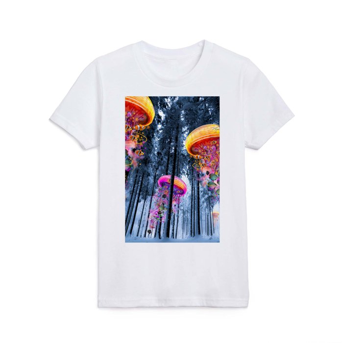 Winter Forest of Electric Jellyfish Worlds Kids T Shirt