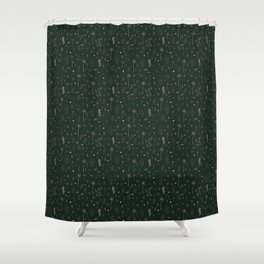 Wild botanical pattern Dark Green Edition Shower Curtain
