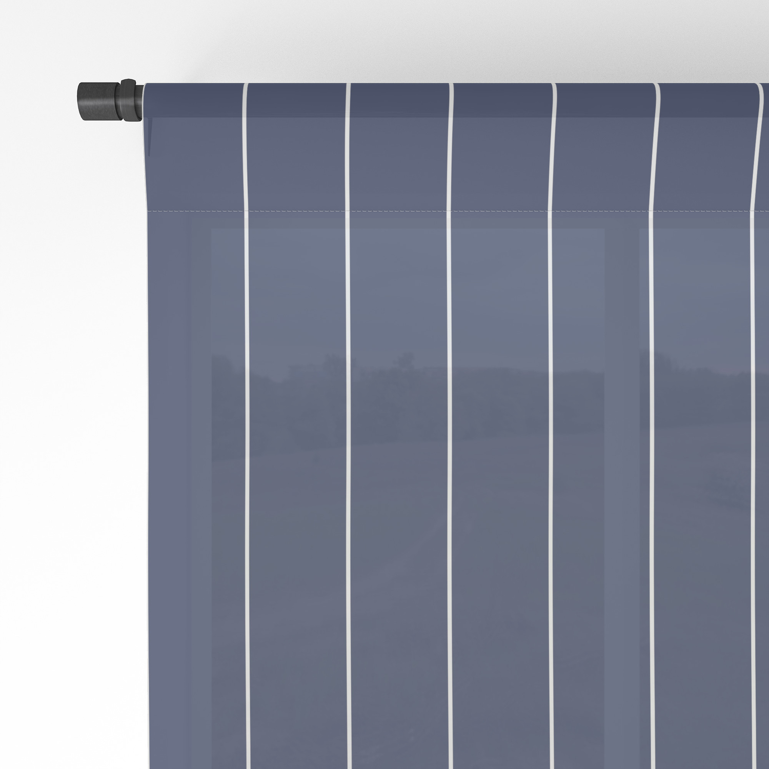 Navy Blue Pinstripes Line Minimal Sheer Curtain By Beautifulhomes