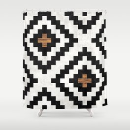 Urban Tribal Pattern No.16 - Aztec - Concrete and Wood Shower Curtain