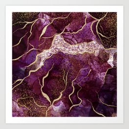 Purple Magic Marbled Landscape  Art Print