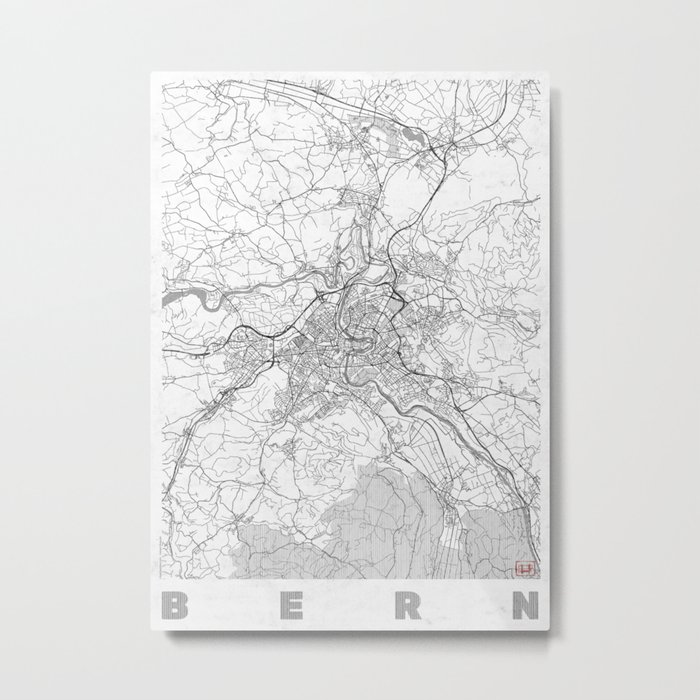 Bern Map Line Metal Print