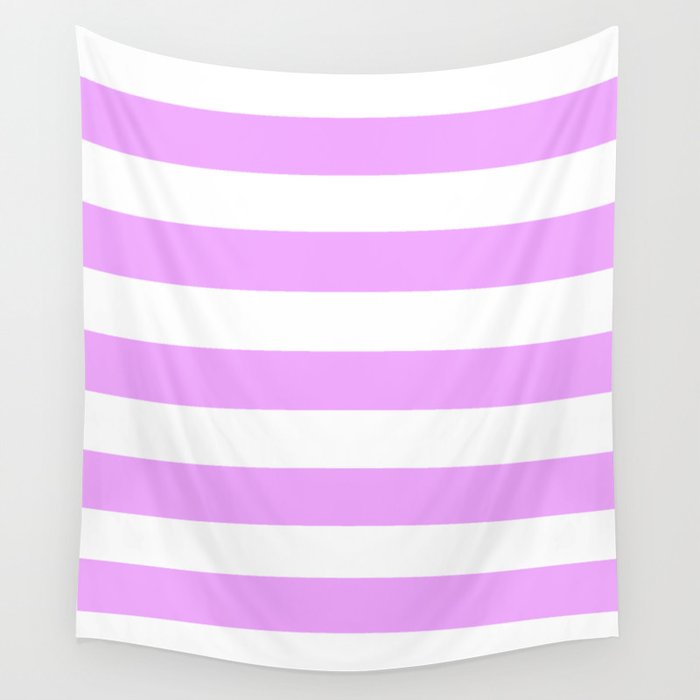 Rich brilliant lavender - solid color - white stripes pattern Wall Tapestry
