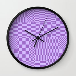 Glitchy Checkers // Purple Wall Clock