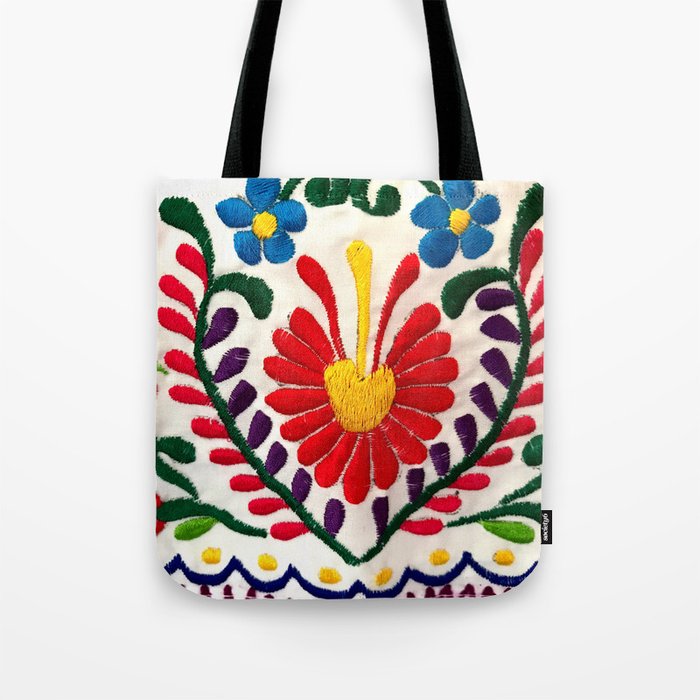 Red Mexican Flower Tote Bag