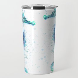 Blue Turquoise Watercolor Seahorse Travel Mug