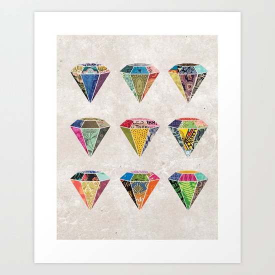 Diamonds Collage Art Print