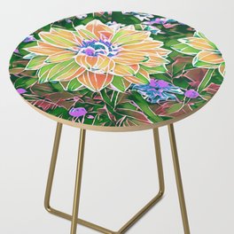 Tropical Stained Glass Floral Side Table