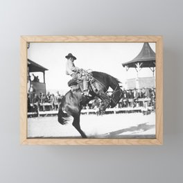 Cowboy On Bucking Bronco At Rodeo - Circa 1910 Framed Mini Art Print