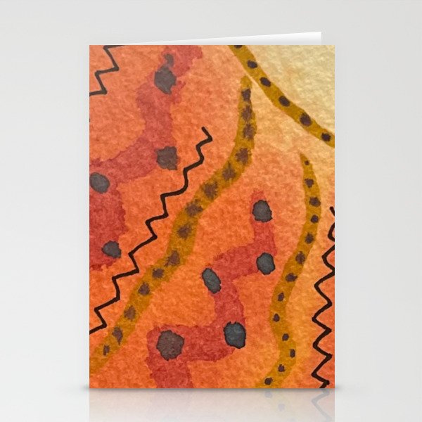 Hand Painted Orange Watercolor Abstract Design - Citrus Vibes Stationery Cards