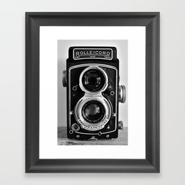 Vintage photograph camera art print- black and white retro rolleicord - film photography Framed Art Print