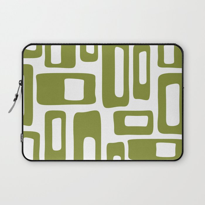 Retro Mid Century Modern Abstract Pattern 336 Olive Green Laptop Sleeve
