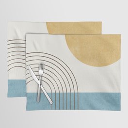 Sunny ocean Placemat | Curated, Sunny, Summer, Abstract, Graphicdesign, Retro, Modern, Seascape, Midcenturymodern, Coastal 