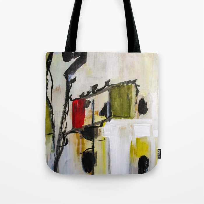Black Road Green House Red Door Contemporary Abstract Painting