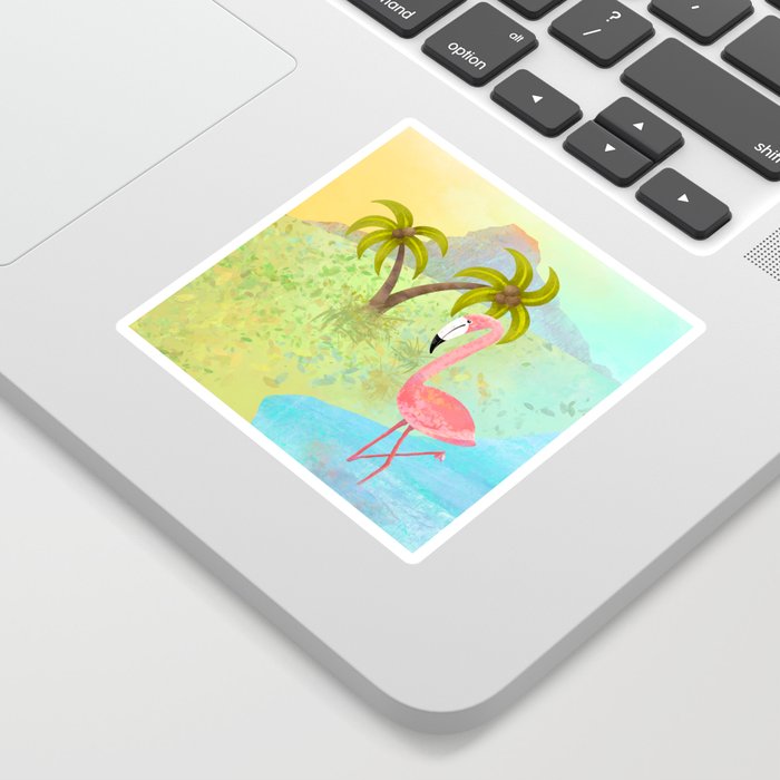 Flamingo Sunset Sticker