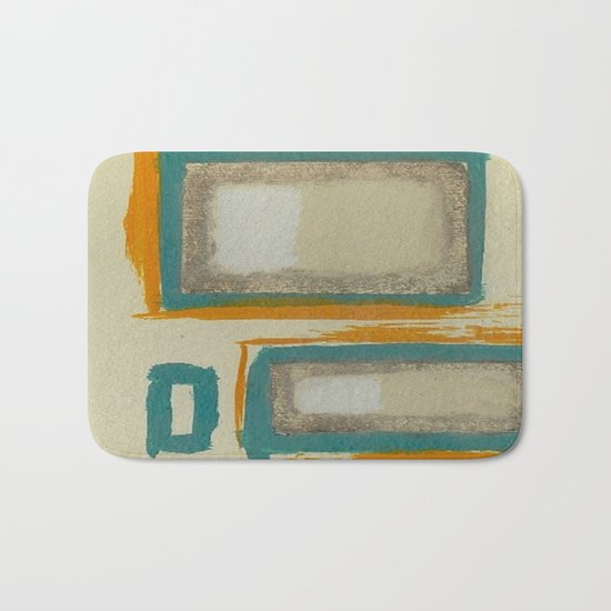 Soft And Bold Rothko Inspired - Modern Art - Teal Blue Orange Beige Bath Mat