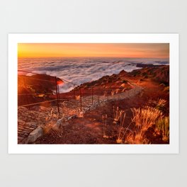 Sunrise above the clouds | Pico Ruivo, Madeira travel photography | Landscape art print Art Print