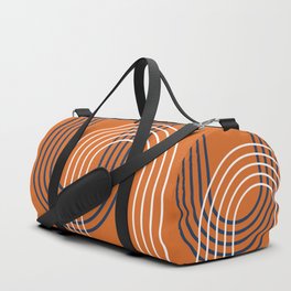 Geometric Lines Rainbow Abstract 2 in Orange Navy Blue Duffle Bag