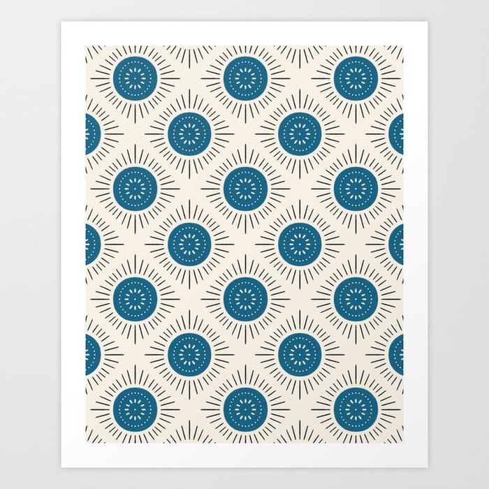 Blue Geometric Art Deco Pattern Art Print