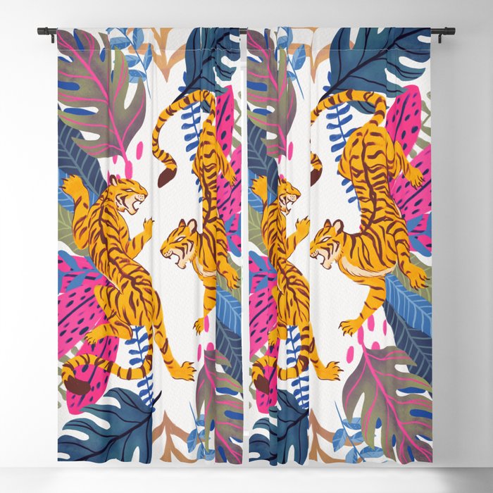 Jungle Tigers - Exotic Blue Blackout Curtain