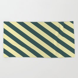 [ Thumbnail: Dark Slate Gray and Pale Goldenrod Colored Lines Pattern Beach Towel ]