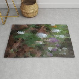 Abstract Mosaic Snowdrop And Crocus Flowers Area & Throw Rug