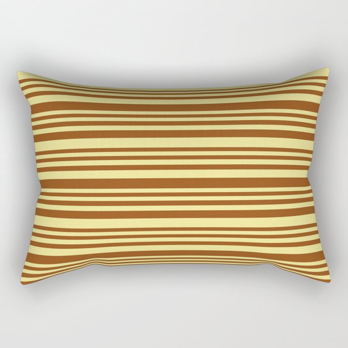 Brown and Tan Colored Stripes/Lines Pattern Rectangular Pillow