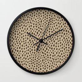 Handmade polka dot brush spots pattern (brown/tan) Wall Clock