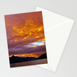 New Zealand Photography - Lake Wakatipu Under The Orange Sunset Stationery Card