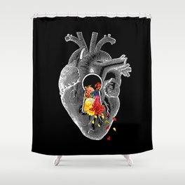 Keyhole Flower Heart Vintage Collage Shower Curtain