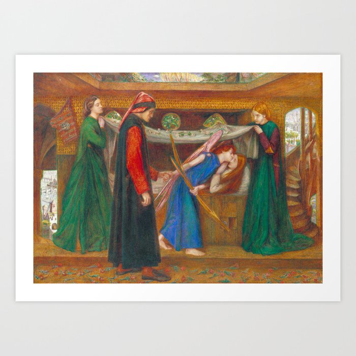 Dante Gabriel Rossetti Dante's Dream at the Time of the Death of Beatrice  1856 Art Print by Asar Studios | Society6