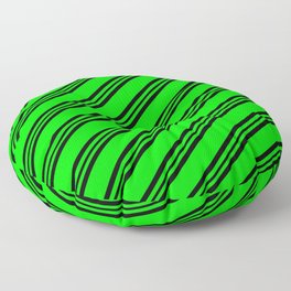 [ Thumbnail: Lime & Black Colored Lines Pattern Floor Pillow ]