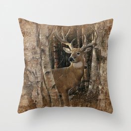 Deer - Birchwood Buck Throw Pillow