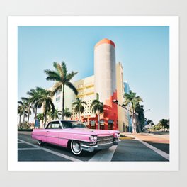 Pink Cadillac , Miami Beach Florida Art Print