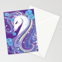 Magical Unicorn in Purple Sky Stationery Card