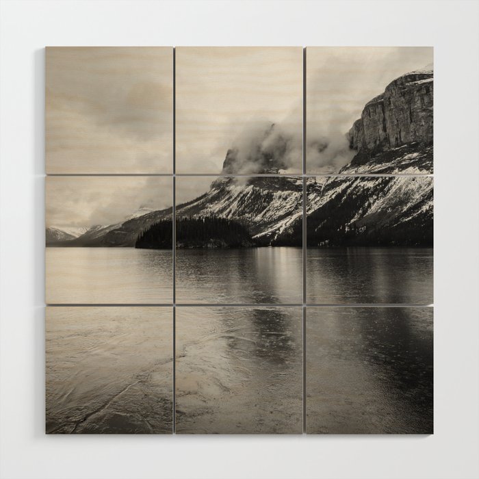 Smokey Mountains | Maligne Lake Photography | Alberta Landscape Wood Wall Art